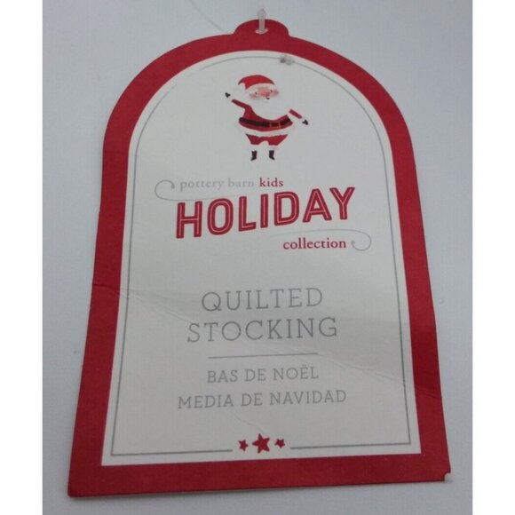 Pottery Barn Kids Christmas Stocking Santa & Sleigh Holiday Quilted Xmas Grey - Picture 6 of 11